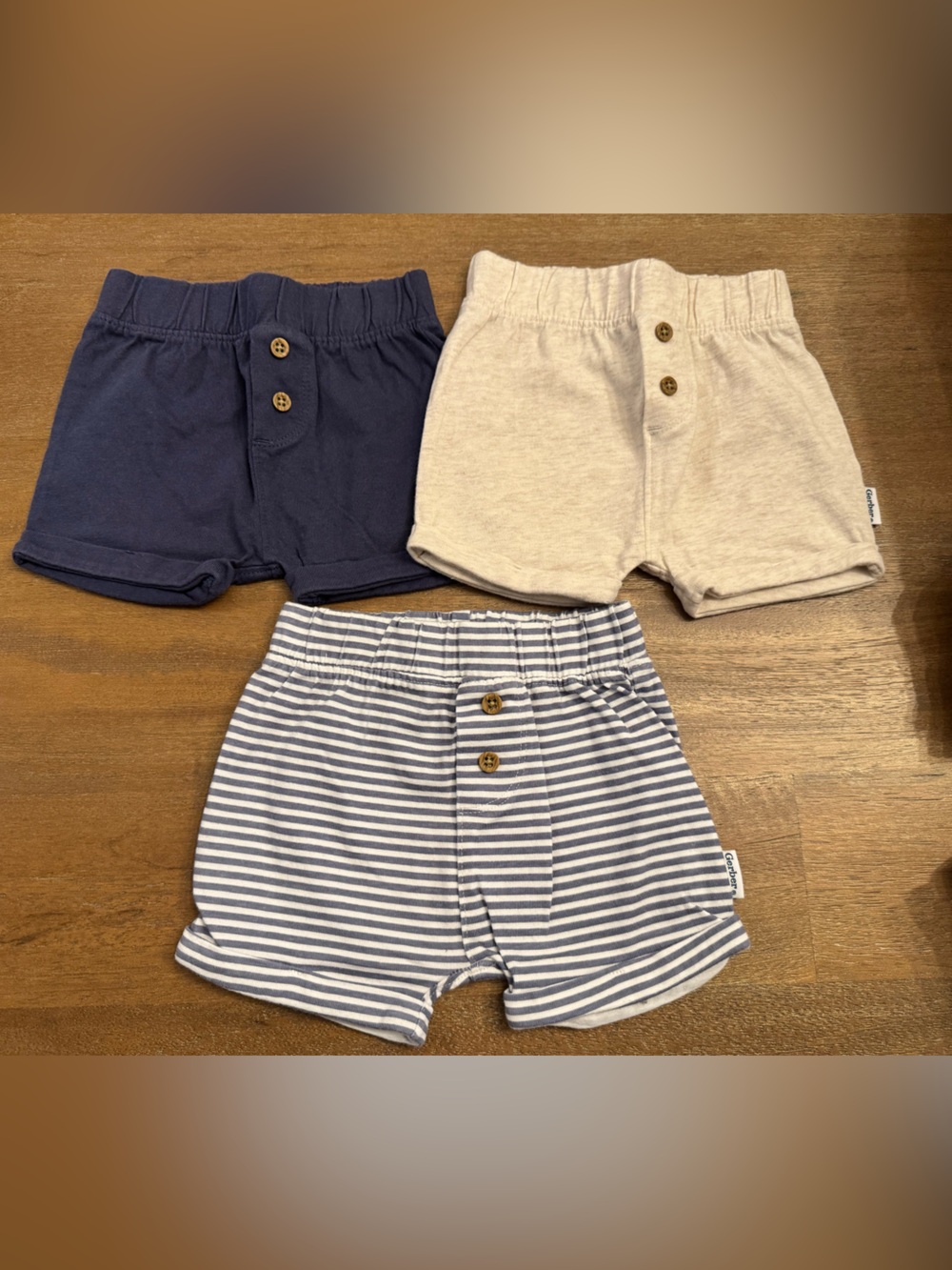 Gerber Baby Boys Navy, Cream and Striped Cotton Shorts Set